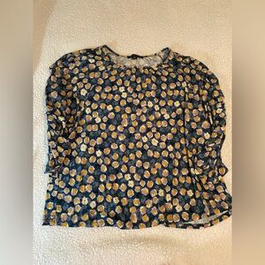 Zach & Rachel Women's Blouse with Blue and Yellow Floral Design size 2x longslev